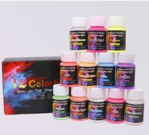 Combo x12 Pigmento Pintura Fosforescente Arte Uña Resina UV Epoxi