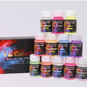 Combo x12 Pigmento Pintura Fosforescente Arte Uña Resina UV Epoxi