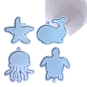 Combo x4 Molde Silicona Shaker Animales Marinos con 10 placas plásticas