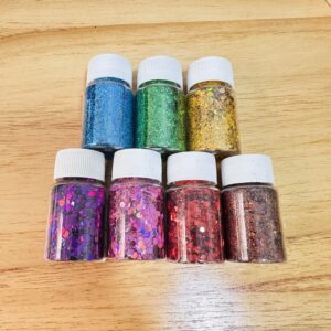 Combo x7 Glitter Lentejuelas Mixta Láser Brillantes para Uña Resina