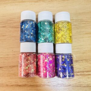 Combo x6 Glitter Lentejuelas Mate Mixta para Uña Resina