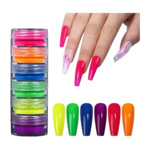 Pigmento Fluorescente Polvo x6 colores Uñas Resina UV Epoxi