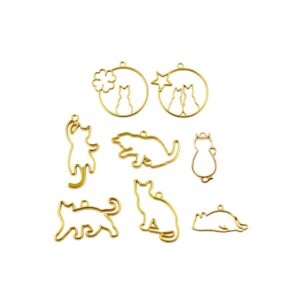 Bisel Dije Marco Gatos Gatitos Dorados x8u Resina UV Epoxi