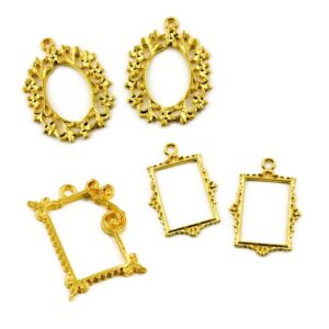 Biseles Dije Marco de Vintage Ovalado Rectánculo x5 para Resina UV Epoxi