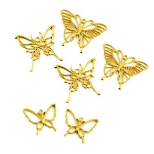 Biseles Dije Marco Mariposas Dorados x6 para Resina UV Epoxi