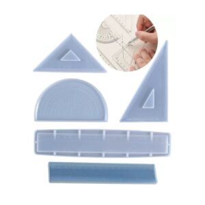 Molde Silicona Combo x5 Regla Escuadra Escolar para Resina UV Epoxi