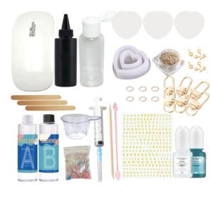 Kit Llaveros Corazón Shakers Marinos Resina Cristal UV Epoxi
